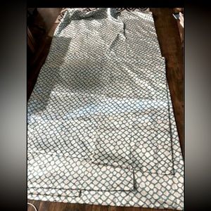 Thick Aqua And White Curtan Fabric Already Hemmed At 60” - 37” - 45”